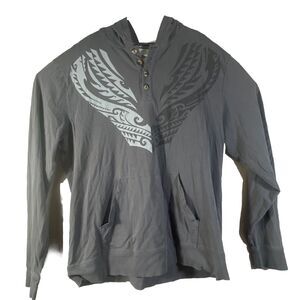 Crazy Shirt  Hoodie Women Size Large  Pullover Long Sleeve Gray Lightweight